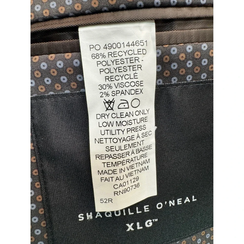 Shaquille O'Neal XLG Men 52R Brown Glen Plaid Stretch Sport Coat Blazer